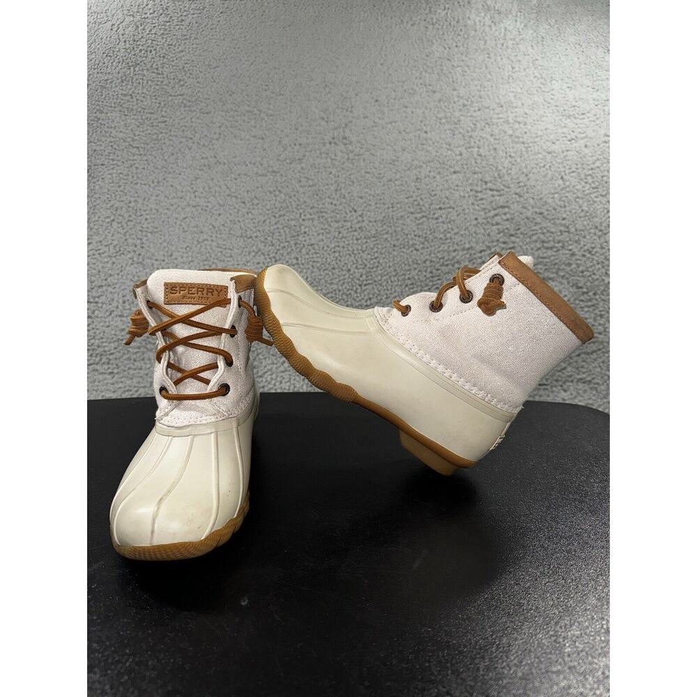 Sperry Saltwater Duck Boots Women 5 Shimmer Sparkling